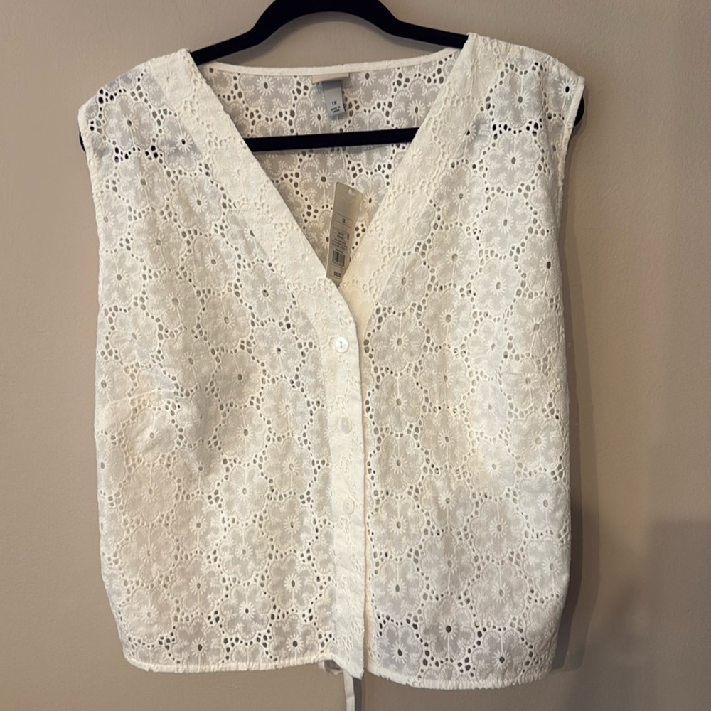 A new day cotton crochet vest top